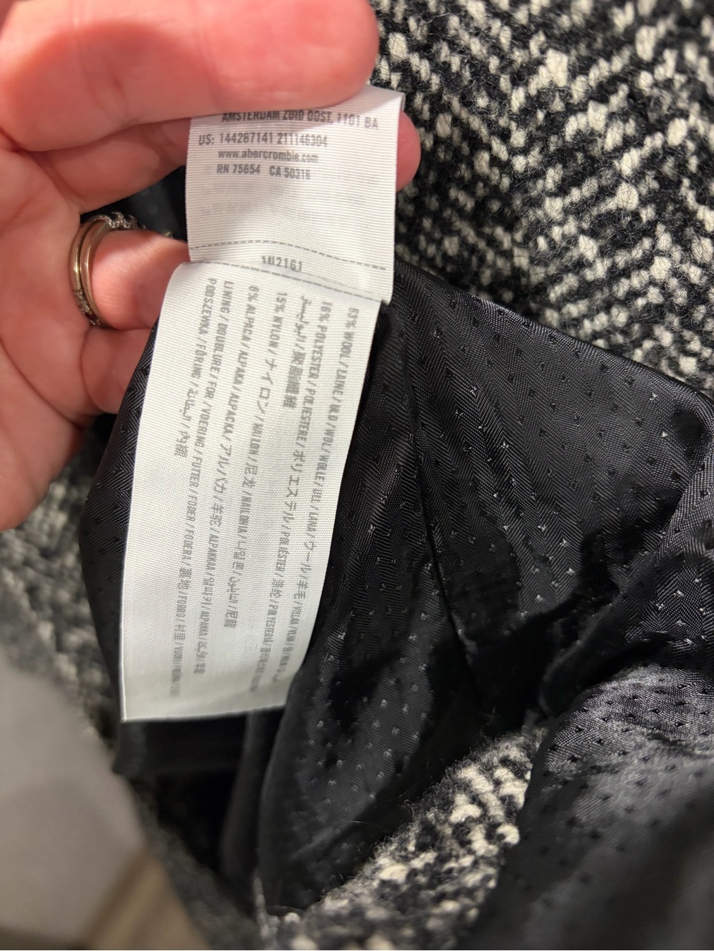Abercrombie & Fitch Herringbone Wool Blend Peacoat Blazer Coat XS - Picture 10 of 10